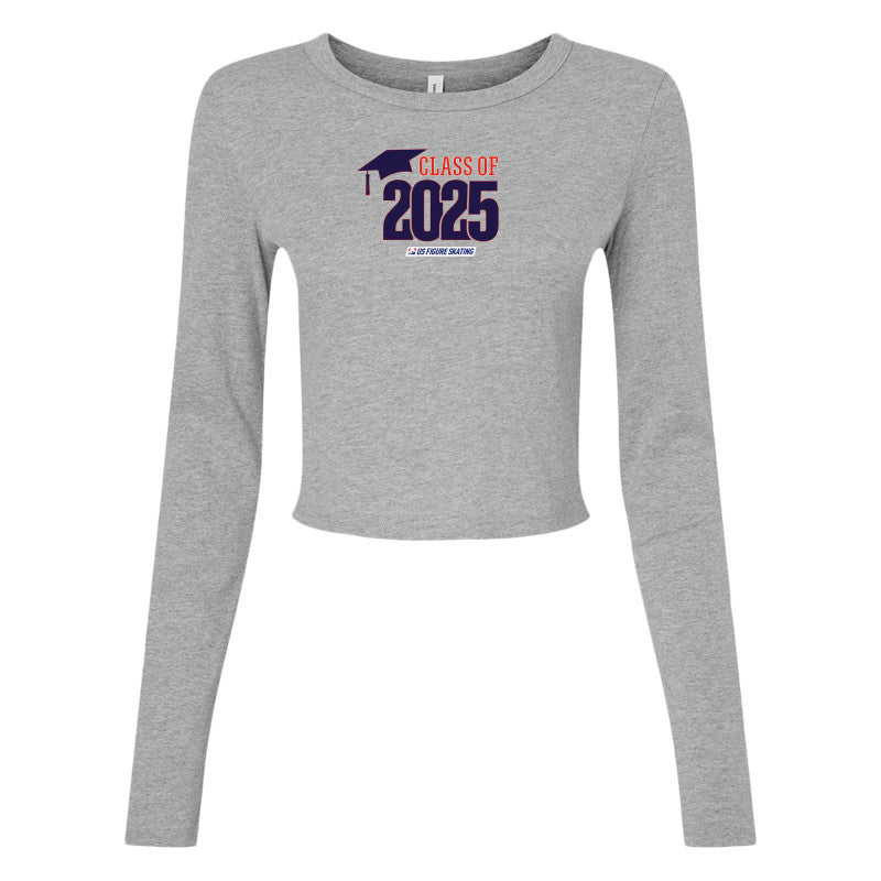 Class of 2025 Bella + Canvas Ladies' Micro Ribbed Long Sleeve Baby Tee Navy Logo