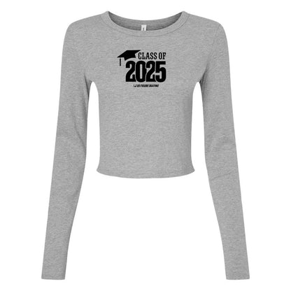 Class of 2025 Bella + Canvas Ladies' Micro Ribbed Long Sleeve Baby Tee Black Logo