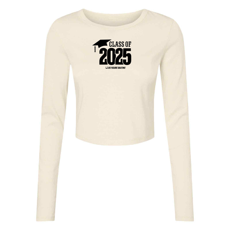 Class of 2025 Bella + Canvas Ladies' Micro Ribbed Long Sleeve Baby Tee Black Logo