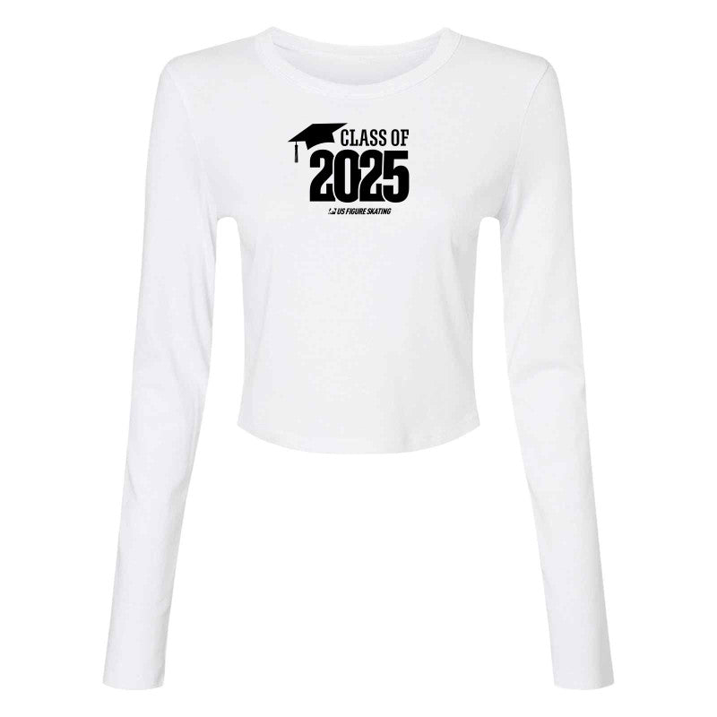 Class of 2025 Bella + Canvas Ladies' Micro Ribbed Long Sleeve Baby Tee Black Logo