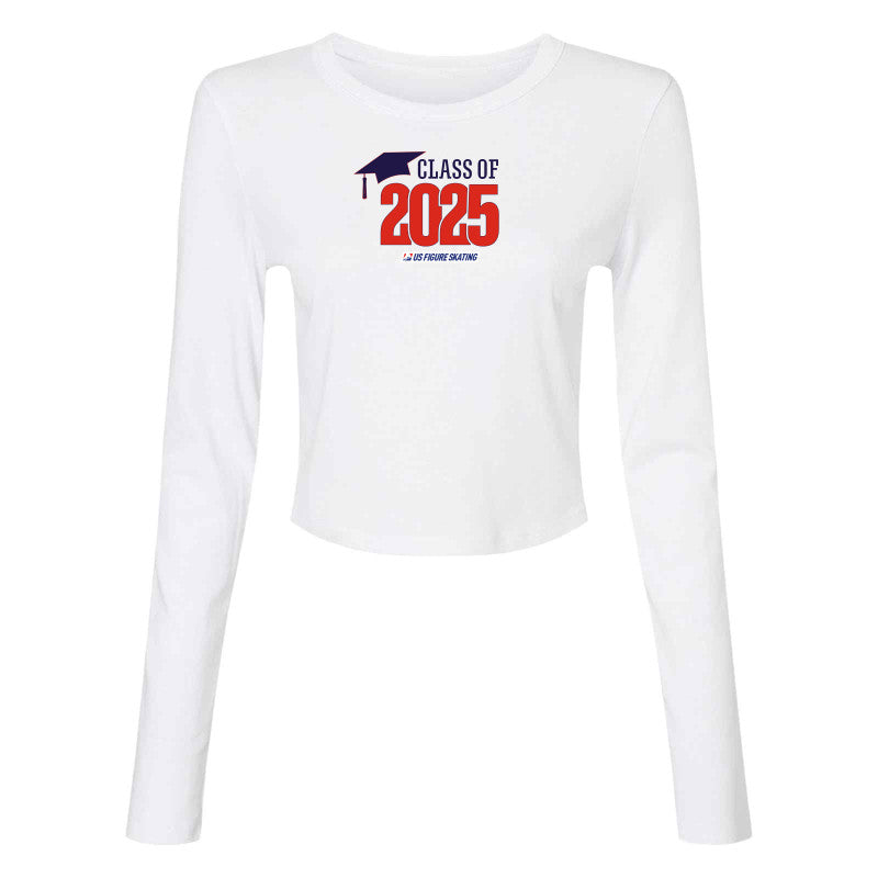 Class of 2025 Bella + Canvas Ladies' Micro Ribbed Long Sleeve Baby Tee Red Logo