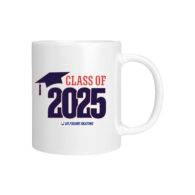 Class of 2025 White Coffee Mug 11 oz Navy logo