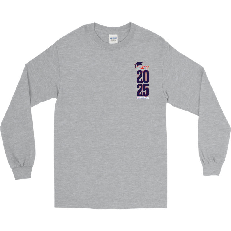 Class of 2025 Gildan Adult Ultra Cotton Long-Sleeve T-shirt Navy Logo