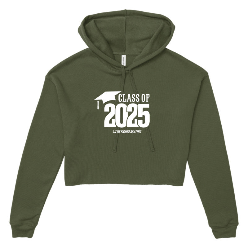 Class of 2025 Bella + Canvas Women's Cropped Fleece Hoodie White Logo