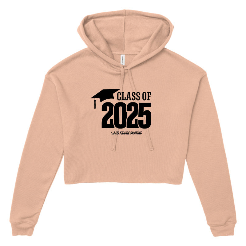 Class of 2025 Bella + Canvas Women's Cropped Fleece Hoodie Black Logo