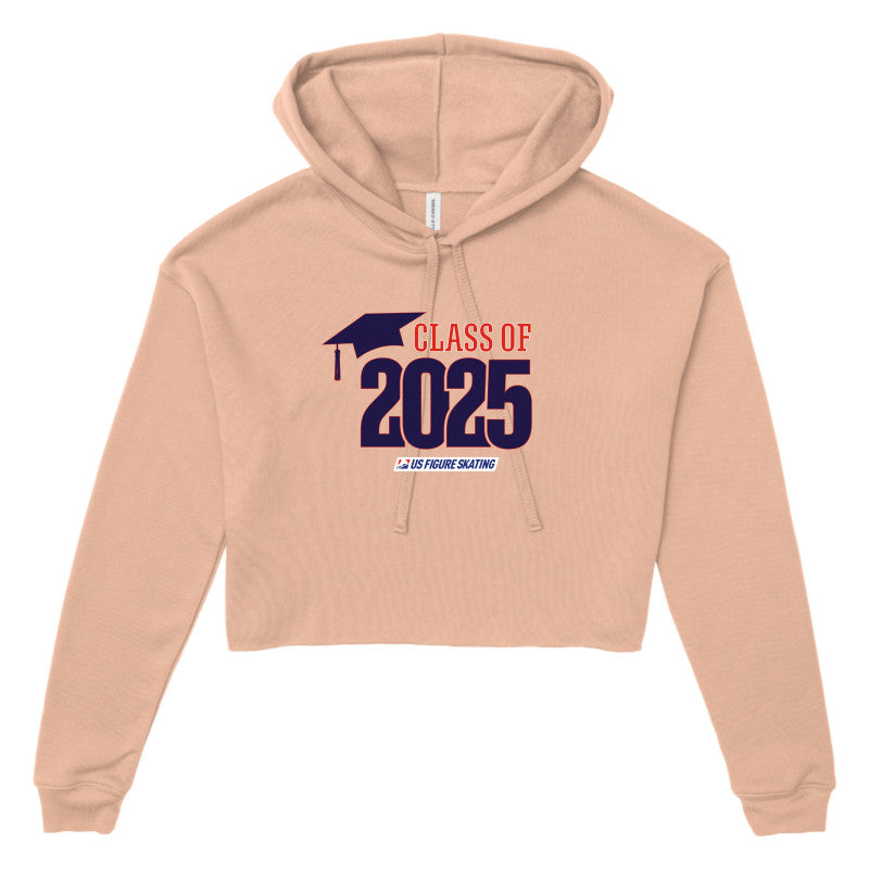 Class of 2025 Bella + Canvas Women's Cropped Fleece Hoodie Navy logo