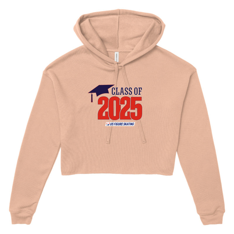 Class of 2025 Bella + Canvas Women's Cropped Fleece Hoodie Red Logo