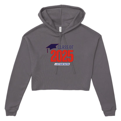 Class of 2025 Bella + Canvas Women's Cropped Fleece Hoodie Red Logo