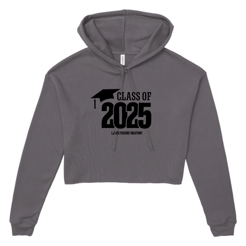 Class of 2025 Bella + Canvas Women's Cropped Fleece Hoodie Black Logo