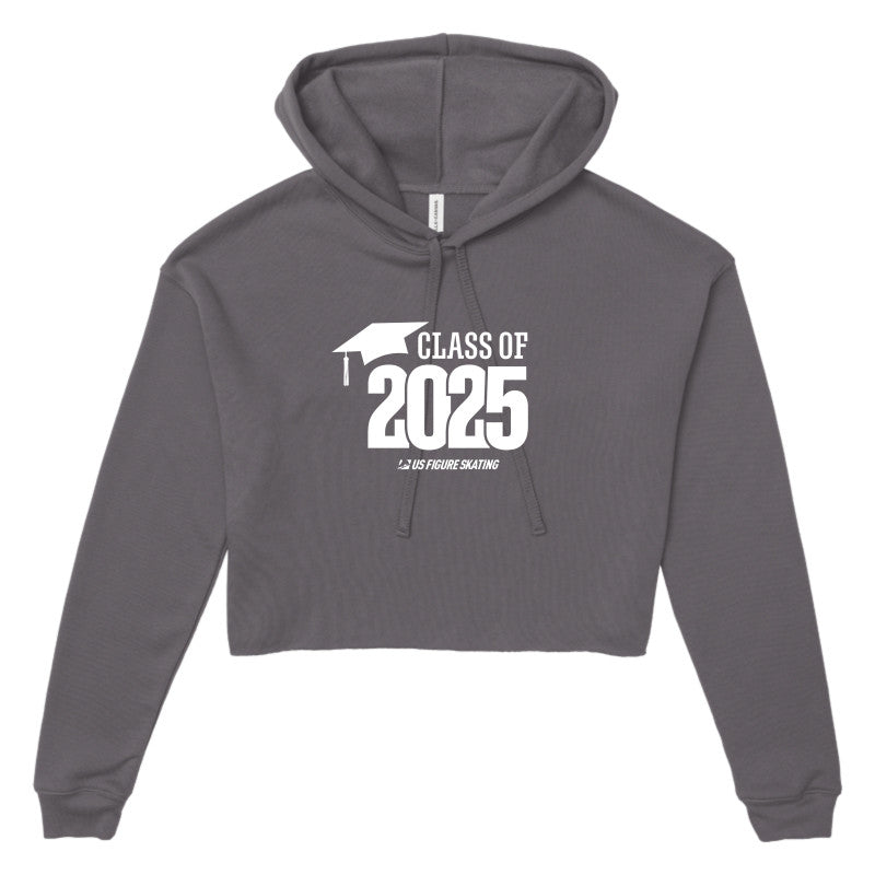 Class of 2025 Bella + Canvas Women's Cropped Fleece Hoodie White Logo